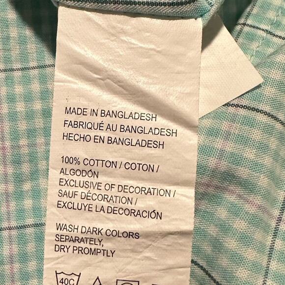 NWT Izod Seaport Aqua Sky Poplin Button Down 2XL - Picture 8 of 8